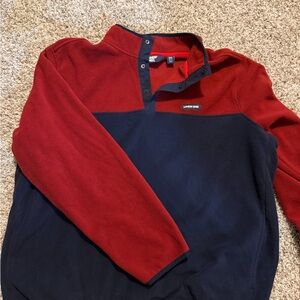 Lands' End Red and Navy Fleece Pullover